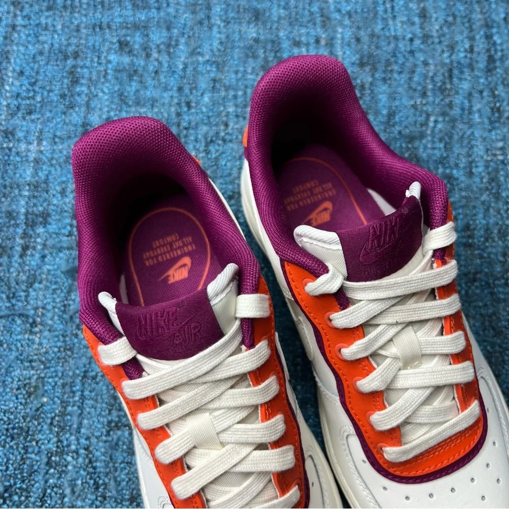 Nike Air Force 1 Low SE Sneakers in Sail White Team Orange Berry Women's 5.5